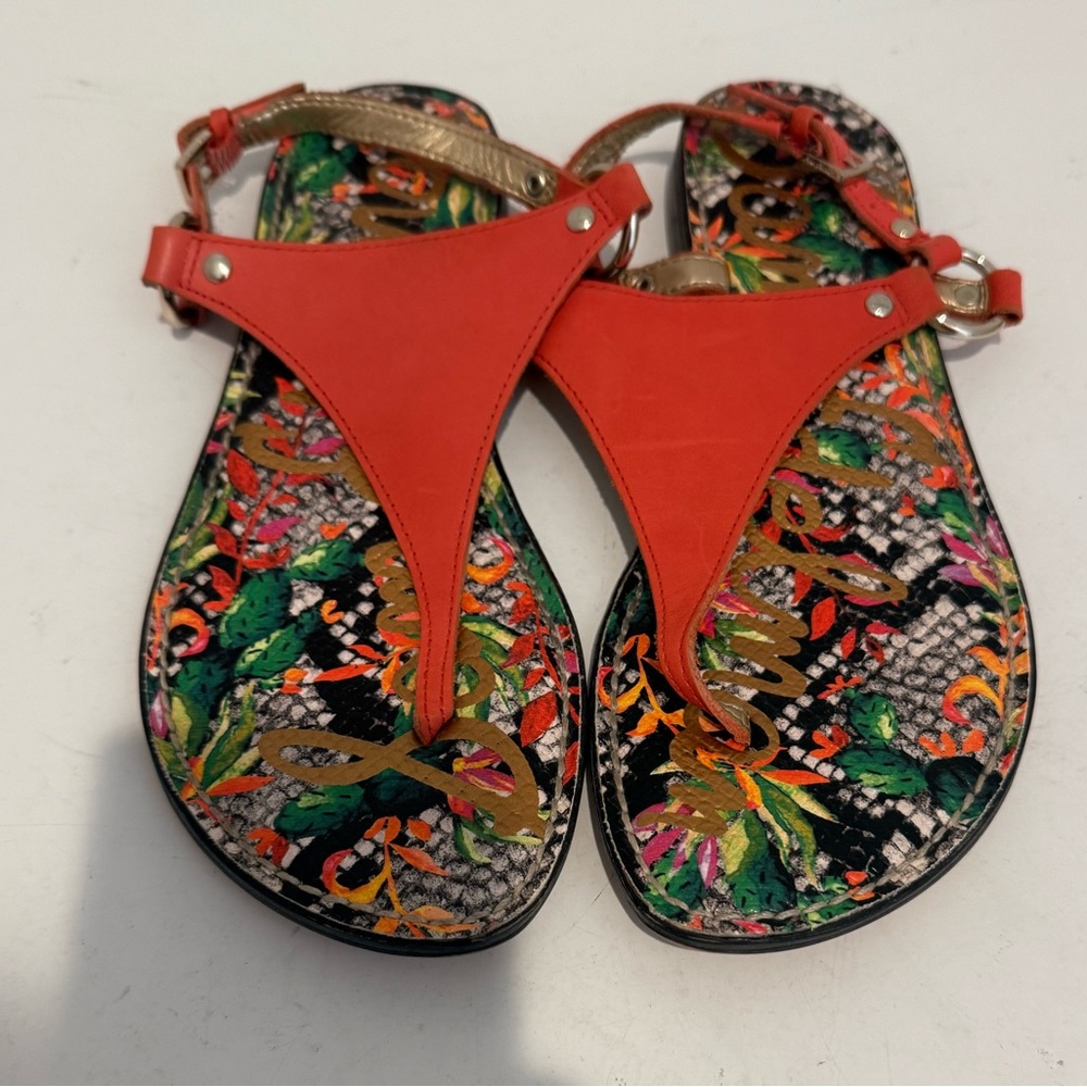 Sam Edelman Greta Orange Thong Slingback Sandals Size 8 - Picture 2 of 9